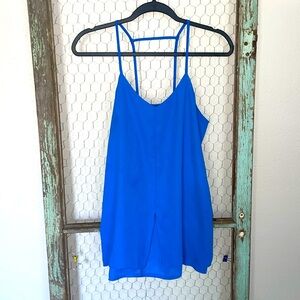 Blue Polyester Spaghetti Strap H-back Shell Top. Size Small.